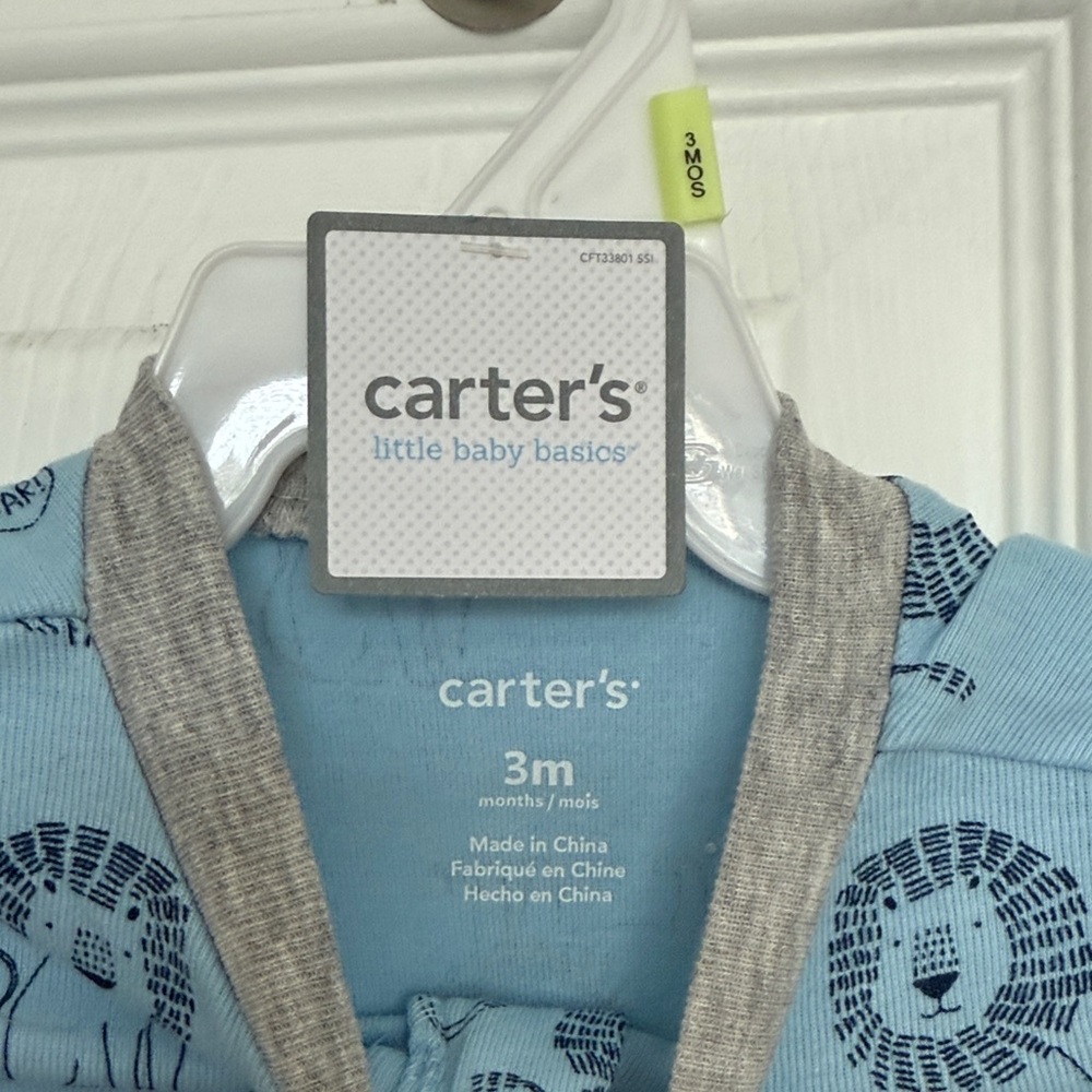 Carter's Blue and Gray Lion Print Footie - Picture 2 of 5